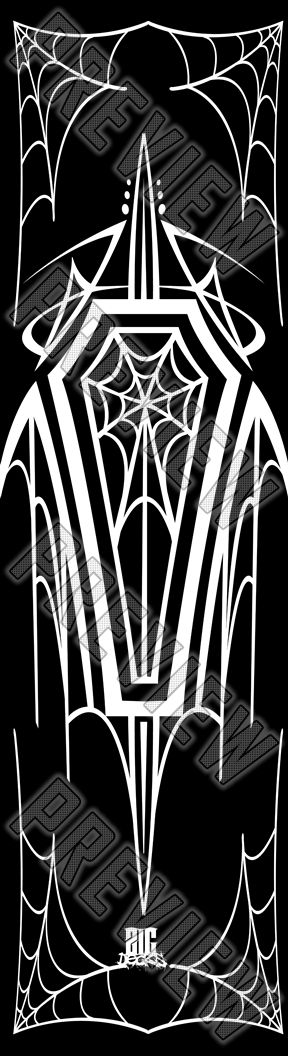 Reaper Madness Coffin Spider Webs Pinstripe Deck 8-1/4 Skateboard Deck