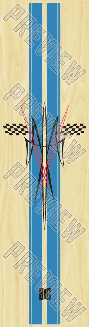 Racer X - On Wood Classic Racing Flag & Pinstripe 8-1/4 Skateboard Deck