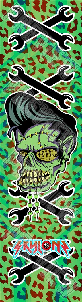 Greasy Skull Green  7-3/4 Skateboard Deck 
