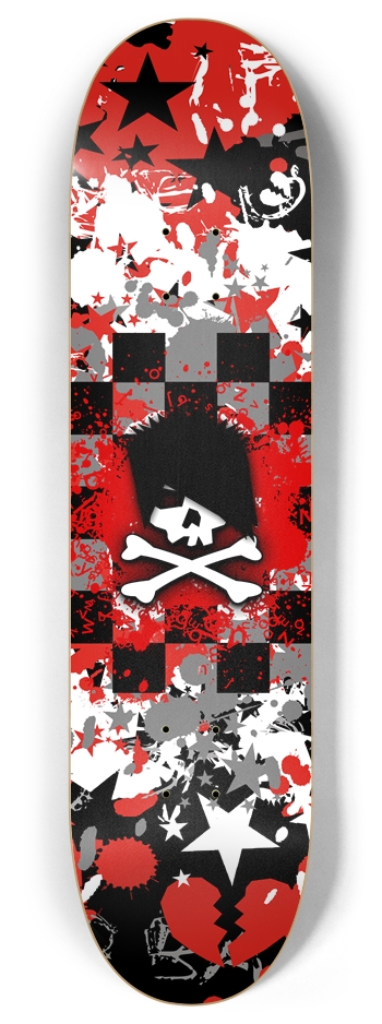 Emo Skull 8 Inch Skateboard Deck