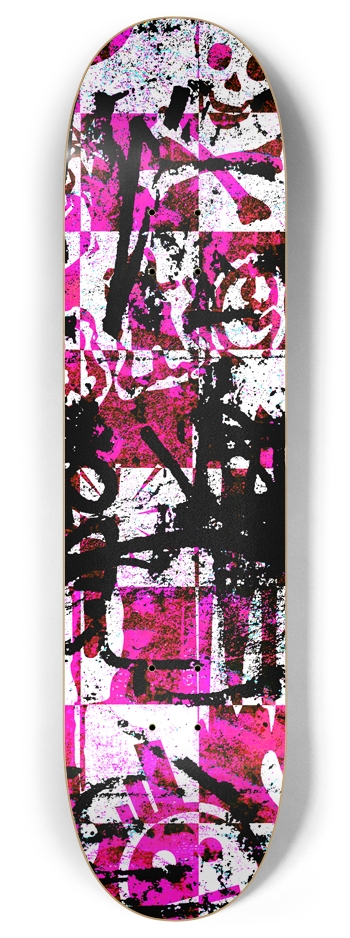 Pink Checker Graffiti 8 Inch Skateboard Deck