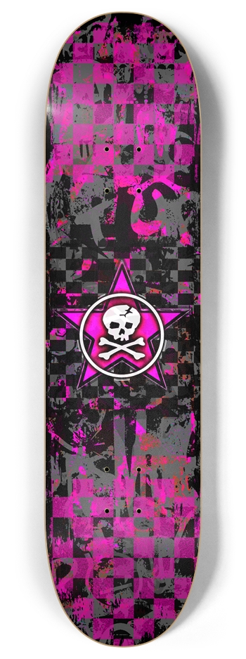 Pink Star Skull 8 Inch Skateboard Deck