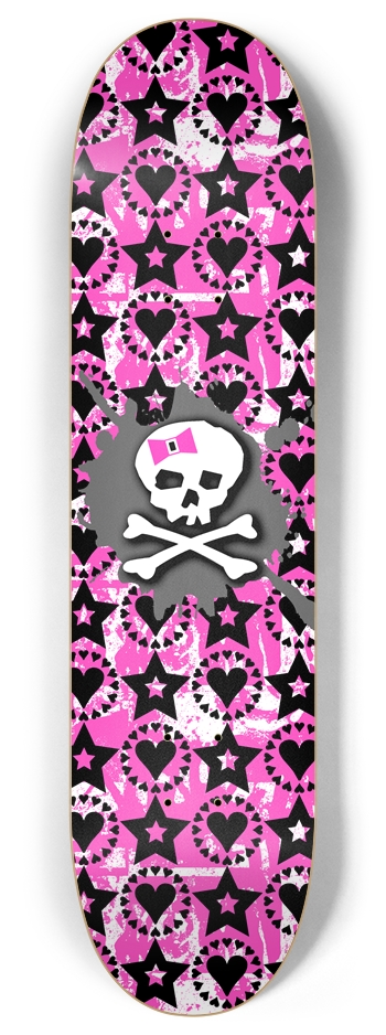 Pink Bow Skull 8 Inch Skateboard Deck