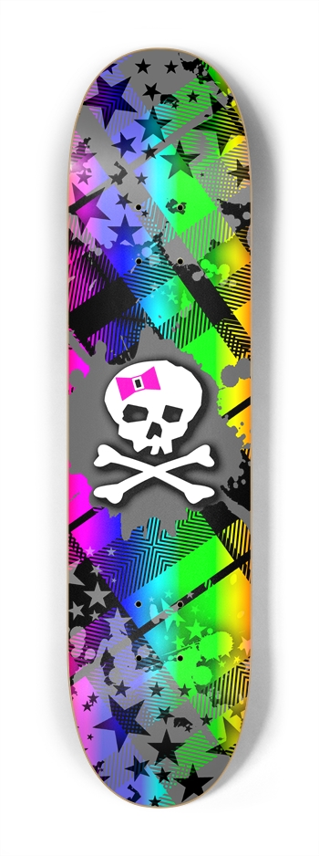 Rainbow Plaid Skull 7-1/4 Mini/Kid Skateboard