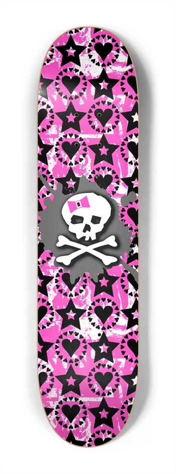 Pink Bow Skull 7-1/4 Mini/Kid Skateboard