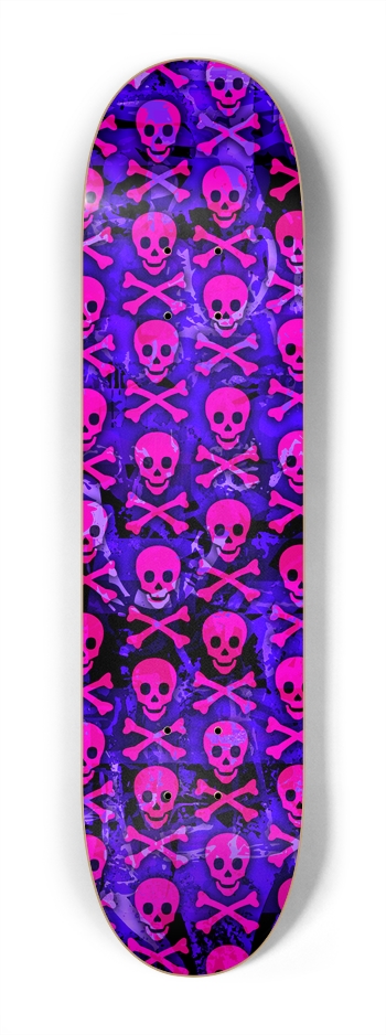 Purple & Pink Skulls 7-1/4 Mini/Kid Skateboard