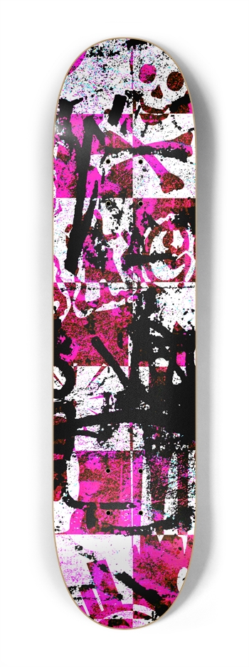 Pink Checker Graffiti 7-1/4 Mini/Kid Skateboard