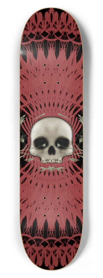 Skull with Tribal Graphics: 7-3/4 Skateboard  Deck