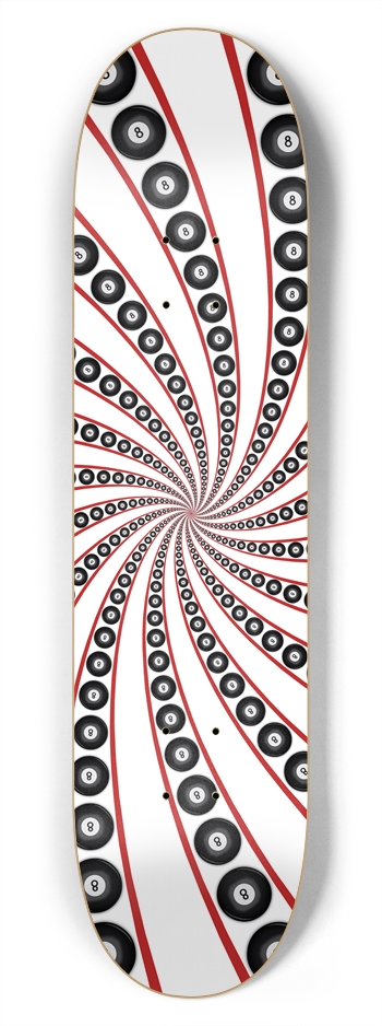 Eight-Ball Spiral: 7-3/4 Skateboard  Deck  7-3/4 Skateboard Deck 