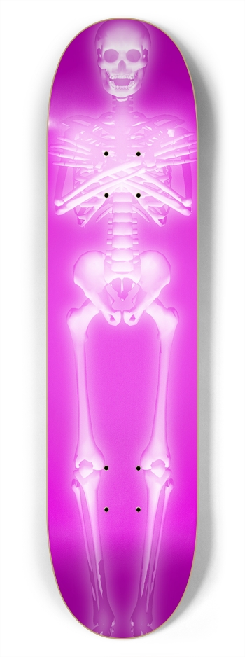 Pink Glowing Skeleton: 7-3/4 Skateboard  Deck 