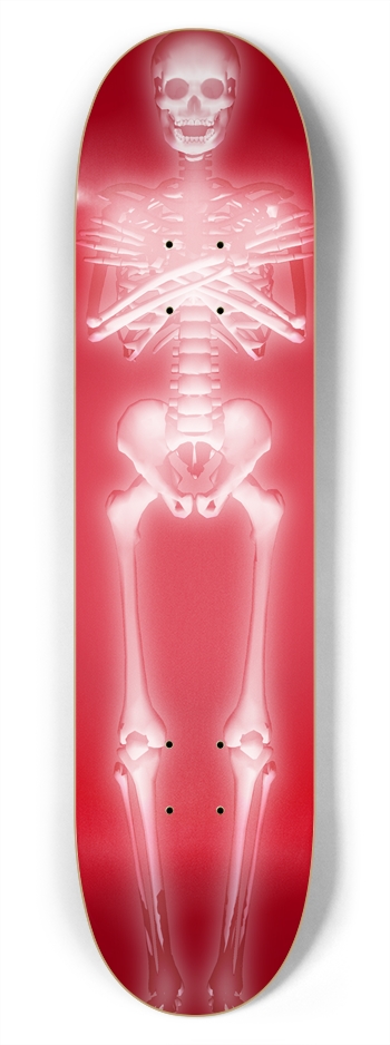Glowing Skeleton: Red: 7-3/4 Skateboard  Deck 