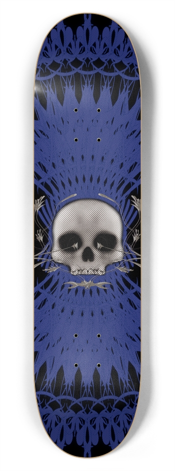 Skull with Radial Graphics: 7-3/4 Skateboard  Deck