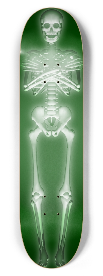 Green Glowing Skeleton: 7-3/4 Skateboard  Deck 