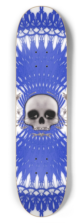 Skull with Radial Graphics: 7-3/4 Skateboard  Deck