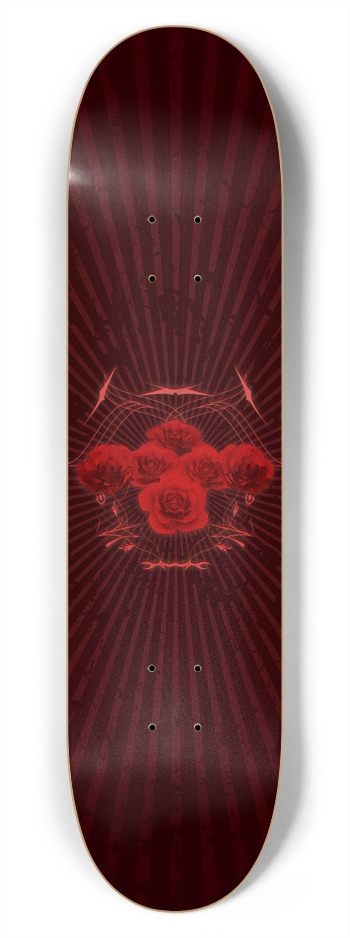 Red Roses & Tribals: 7-3/4 Skateboard  Deck 