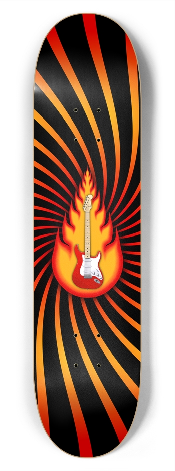 Guitar in Flames: 7-3/4 Skateboard  Deck 
