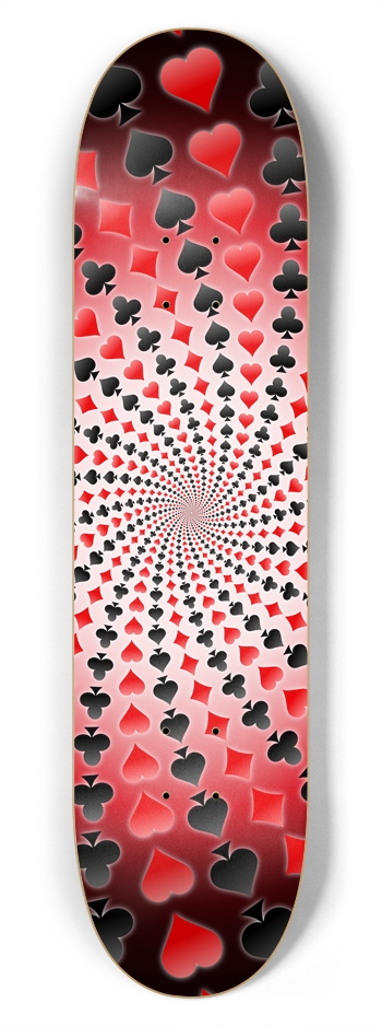 Poker Card Suits Vortex: 7-3/4 Skateboard  Deck 