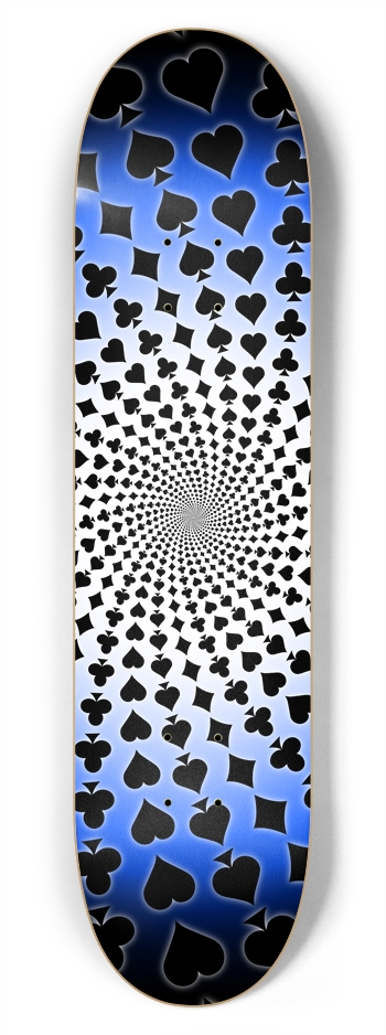 Poker Card Suits Vortex: 7-3/4 Skateboard  Deck 
