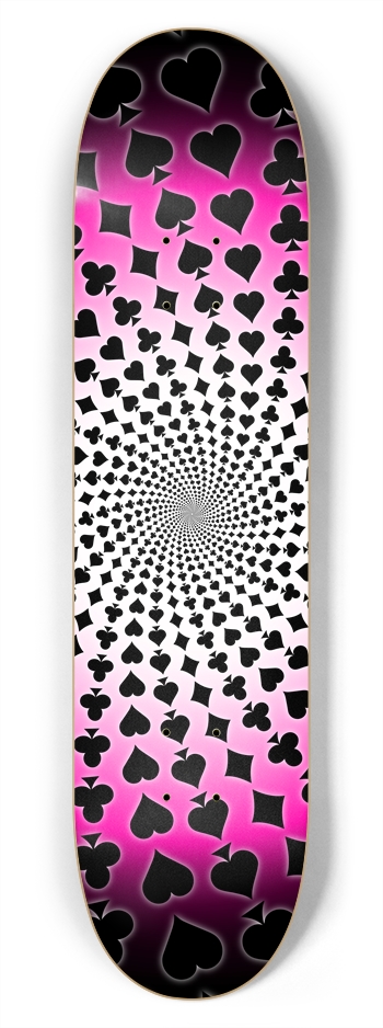 Poker Card Suits Spiral: 7-3/4 Skateboard  Deck 
