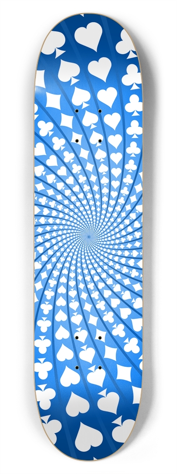 Poker Card Suits Spiral: 7-3/4 Skateboard  Deck 
