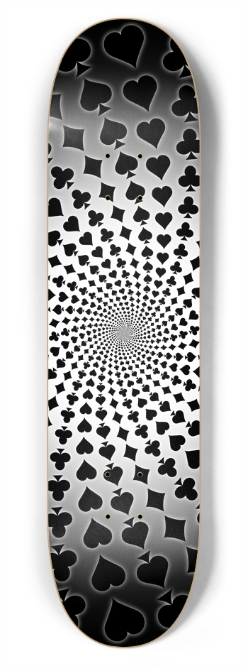 Poker Card Suits Vortex: 7-3/4 Skateboard  Deck 