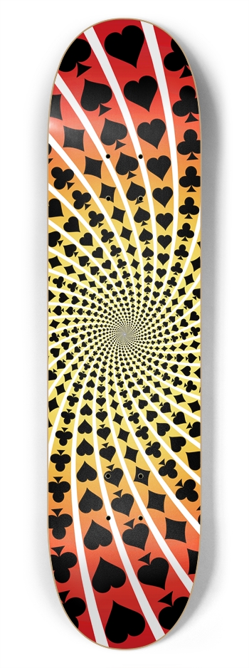 Poker Card Suits Vortex: 7-3/4 Skateboard  Deck 