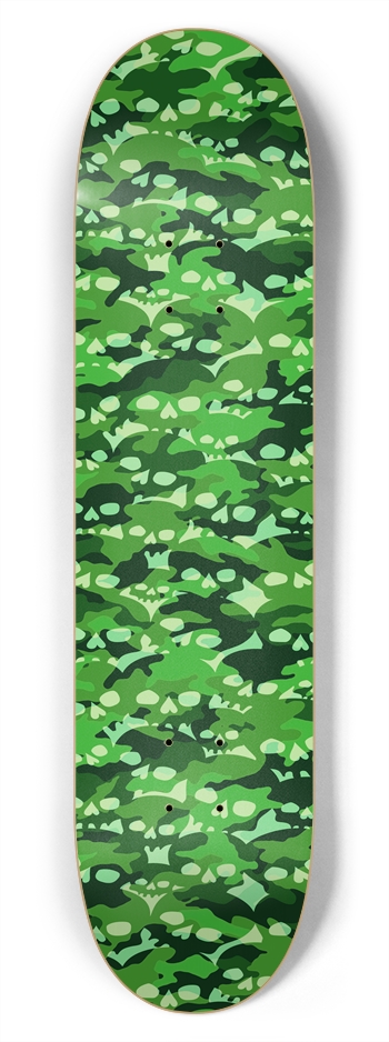 Green Skull Camo 7-3/4 Skateboard  Deck 