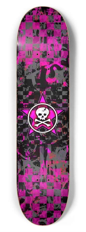 Pink Star Skull 7-3/4 Skateboard  Deck 