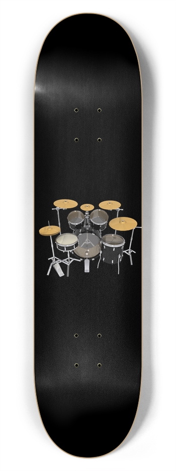 Black Drum Kit: 7-3/4 Skateboard  Deck 