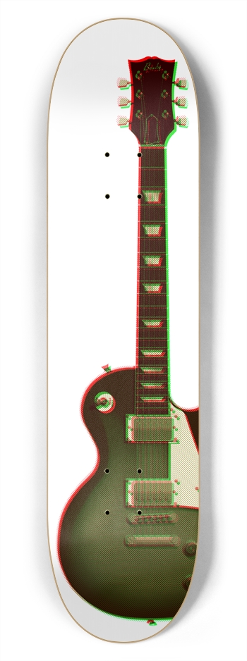 3D Halftone Guitar: 7-3/4 Skateboard  Deck 
