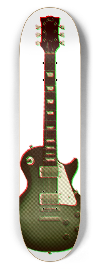 3D Halftone Guitar: 7-3/4 Skateboard  Deck 