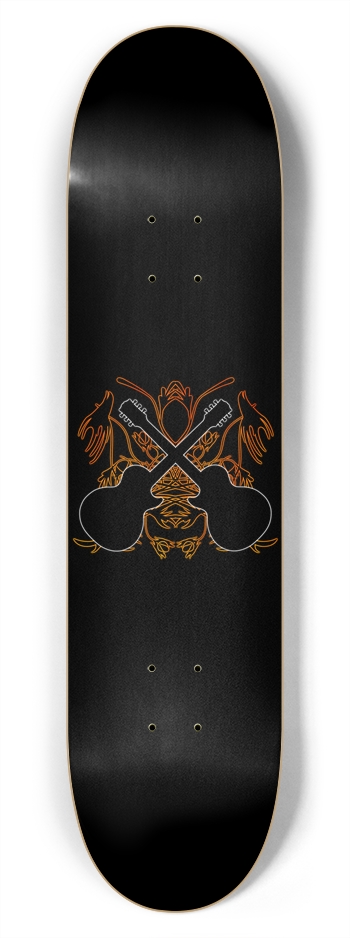 Crossed Guitars with Tribal Graphics: 7-3/4 Skateb