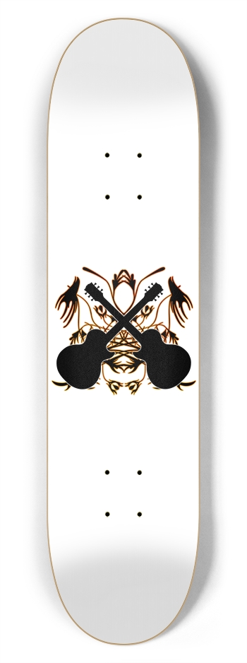 Crossed Guitars with Tribal Graphics: 7-3/4 Skateb