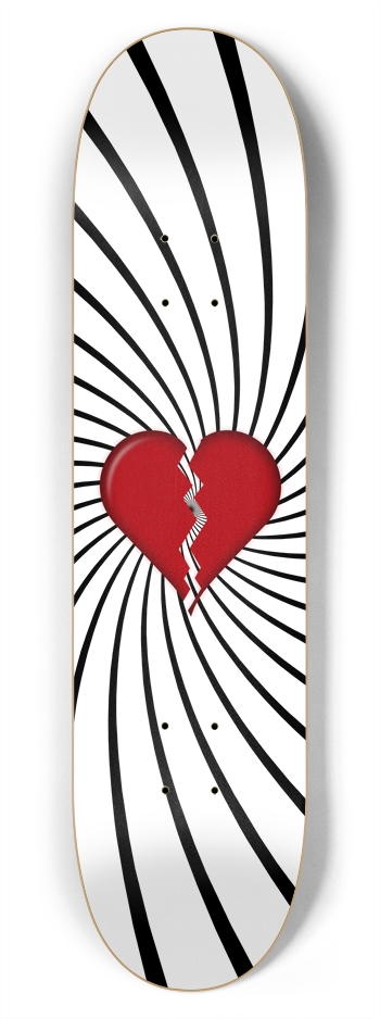 Broken Heart & Spiral Graphics: 7-3/4 Skateboard  