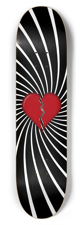 Broken Heart & Spiral Graphics: 7-3/4 Skateboard  