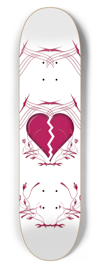 Broken Heart & Tribal Graphics: 7-3/4 Skateboard  
