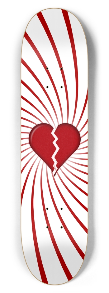 Broken Heart & Spiral Graphics: 7-3/4 Skateboard  