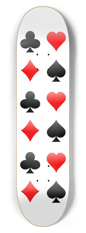 Blacjack / Poker Card Suits: 7-3/4 Skateboard  Dec