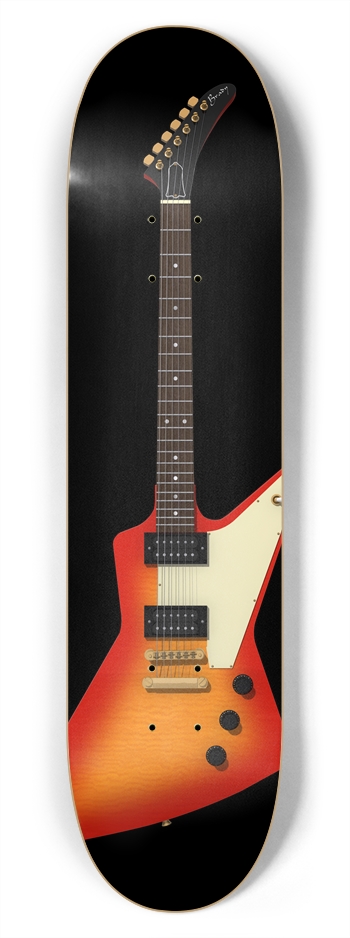 Sunburst Guitar: 7-3/4 Skateboard  Deck 