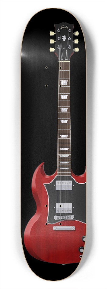 Red Guitar: 7-3/4 Skateboard  Deck 