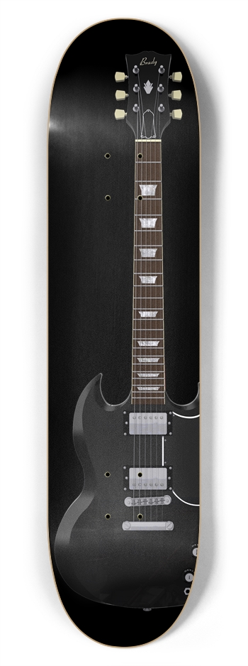Black Guitar: 7-3/4 Skateboard  Deck 