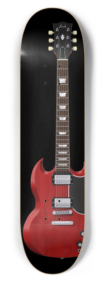 Red Guitar: 7-3/4 Skateboard  Deck 