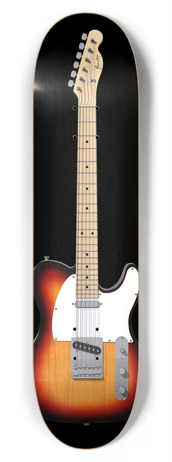 Sunburst Guitar: 7-3/4 Skateboard  Deck 