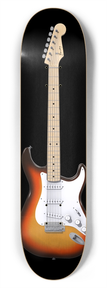 Sunburst Guitar: 7-3/4 Skateboard  Deck 