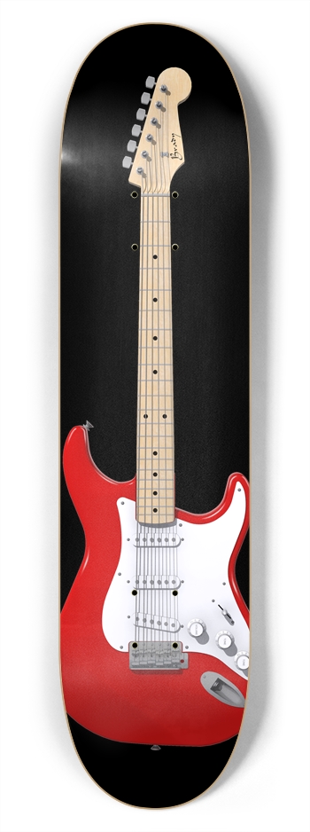 Red Guitar: 7-3/4 Skateboard  Deck 