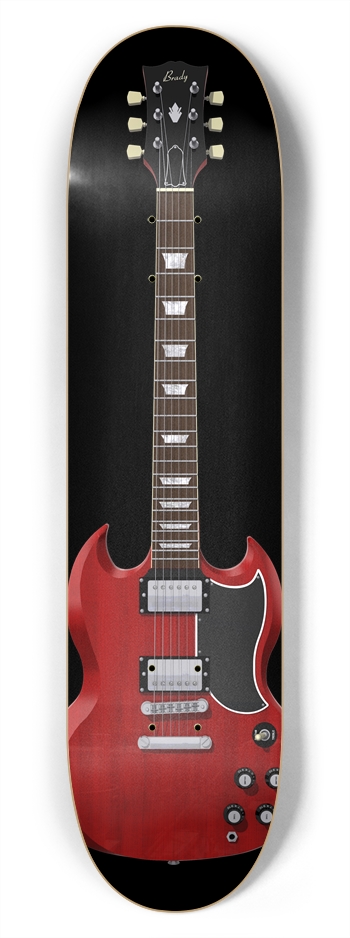 Red Guitar: 7-3/4 Skateboard  Deck 