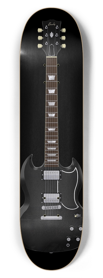 Black Guitar: 7-3/4 Skateboard  Deck 