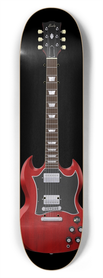 Red Guitar: 7-3/4 Skateboard  Deck 