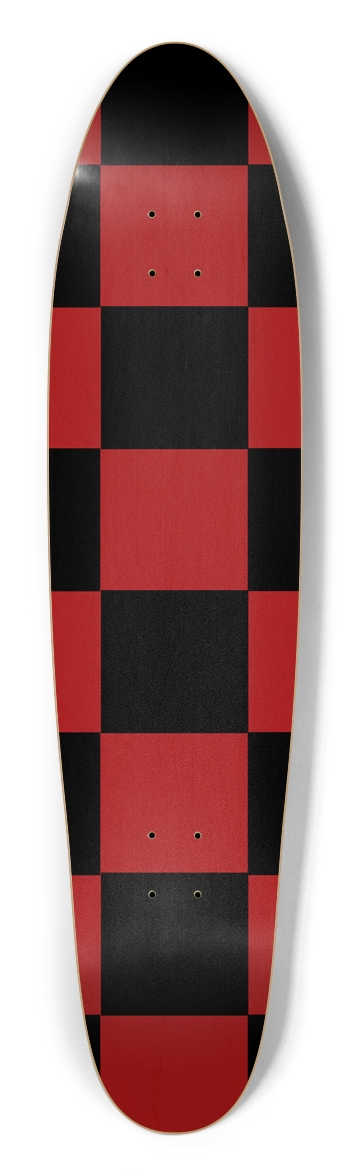 Black And Red Checkered Longboard Deck