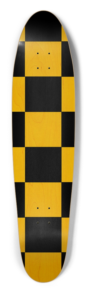 Black And Yellow Checkered Longboard Deck